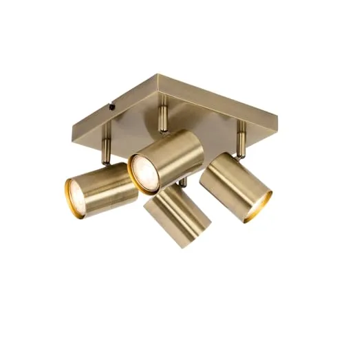 Qazqa Moderne Deckenleuchte Jeana 4-flammig - Stylischer Spotbalken in Bronze, dimmbar und ideal für Wohnzimmer oder Schlafzimmer, sorgt für perfekte Lichtakzente.
