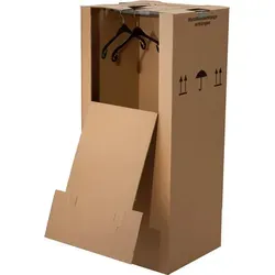 BB-Verpackungen Umzugskarton Kleiderbox 40kg Traglast - Umzugskarton für Kleidung mit 2-welligem Material, patentiertem Stecksystem und stabiler Kleiderstange für einfachen Transport und Aufbau.