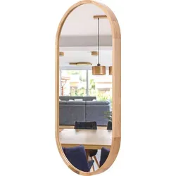 STOLARNIA PIKA Oval Spiegel mit Holz Eiche (80x48 cm) - Dekorativer Wandspiegel mit hochwertigem Eichenholzrahmen, ideal für Badezimmer, Flur oder Wohnzimmer – verbindet Funktionalität mit zeitloser Eleganz.