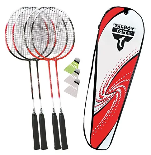 Schildkröt Badmintonschläger 449518 Badminton-Set 4-ATTACKER - Badminton-Set 4-ATTACKER mit 4 robusten Schlägern aus gehärtetem Stahl und 3 hochwertigen Kunststofffederbällen – ideal für spannende Spiele im Garten oder am Strand!