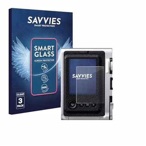 Savvies 3 Stück Panzer Schutz Glas für Fujifilm Instax Mini Evo 9H Schutzfolie, Glas-Folie, Klar, Blasenfrei, Anti-Fingerabdruck, Displayschutz