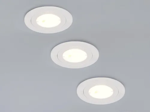 LED Decke Einbaustrahler 230V, 3er Set dimmbar flach rund, Neutralweiß, Ø 8cm