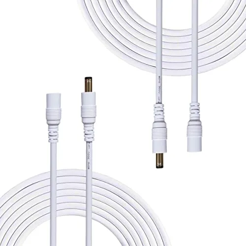 Liwinting 2pcs 10m/32.8Feet DC Netzteil Verlängerungskabel 5.5mm x 2.1mm DC 12V Anschlusskabel Gleichstrom 5V Verbinderkabel Männlich zu Weiblich Verbinder für CCTV Sicherheitskamera IP Kamera - Weiß