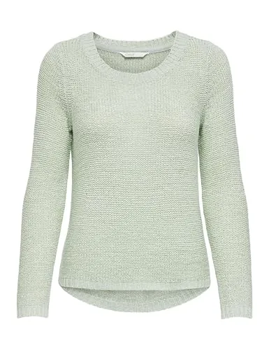 ONLY Damen ONLGEENA XO L/S KNT NOOS Pullover, Subtle Green, XL - Pullover für Damen mit hohem Tragekomfort, aus lockerem Bändchengarn gestrickt und hinten länger geschnitten. Ideal für vielfältige Outfits und modisches Wohlfühlen.
