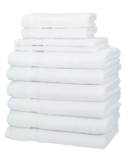Betz Handtuch-Set Palermo 10-teilig – 100% Baumwolle, weiß - Hochwertiges Handtuch-Set mit 6 Handtüchern, 2 Gästetüchern und 2 Waschhandschuhen. Pflegeleicht, saugstark und langlebig – ideal für jedes Bad und vielseitig einsetzbar.