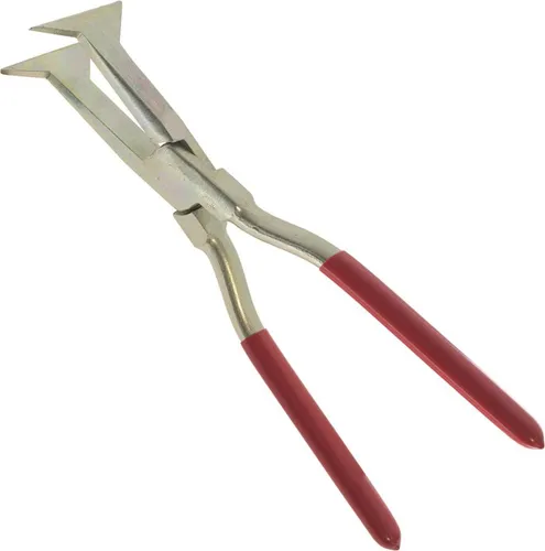 Stubai Quetschfalzzange 40° gerade – 80mm Breite, 80mm Einstecktiefe, C45 Kohlenstoffstahl, eingelegtes Gewerbe mit Führungslagerring, rote Griffe, für Eckfalzen und hohe Falze, Austria