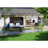 Skan Holz Terrassenüberdachung Andria 648 cm x 350 cm - Hochwertige Terrassenüberdachung aus Leimholz mit stabilen Polycarbonat-Doppelstegplatten, ideal für wettergeschützte Außenbereiche und langlebigen Schutz vor UV-Strahlen.