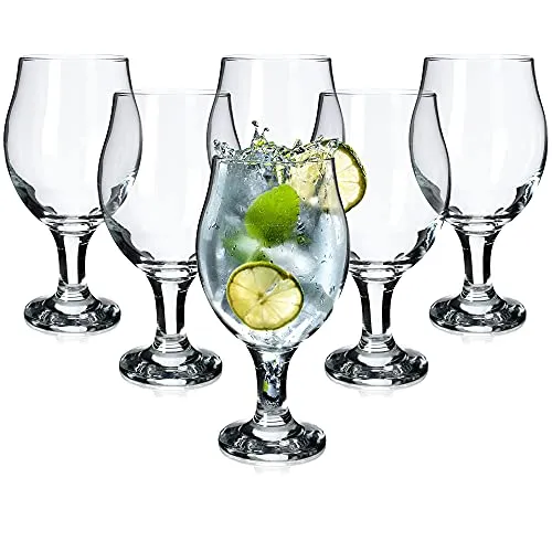 KADAX Gingläser, 6er Set, Tonicgläser mit gezogenem Stiel, Cocktailglas, Gläserset, Wassergläser, Biergläser, tulpenform, Biertulpe (570 ml)