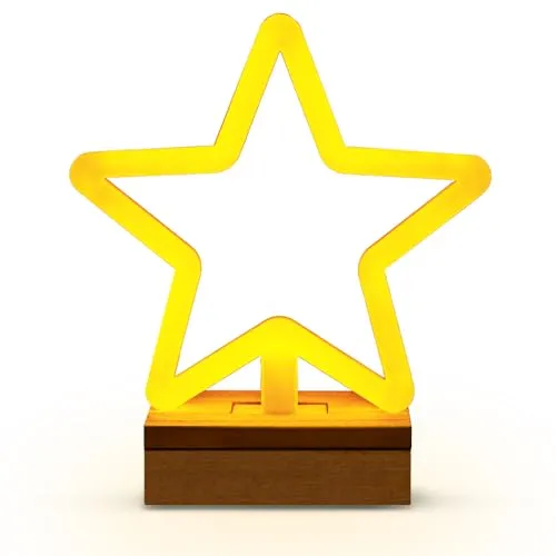 FOREVER Light LED Leuchtreklame Stern Neonlichter Warmweiß Neon Wood Stand Wandleuchte Batterie oder USB Betriebenes Nachtlicht LEDLampe Leuchte Dekoration Kinderzimmer,schlafzimmer, Beleuchtung
