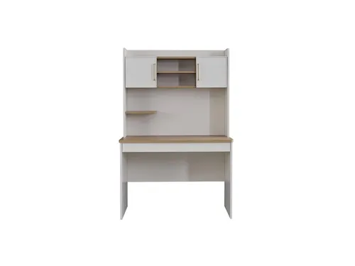 Moderner Schreibtisch für Kinderzimmer mit Regal - Schreibtisch aus Holzfurnier in Weiß, ideal für Jungen und Mädchen. Mit zwei Regalfächern und Spiegel für zusätzlichen Stauraum. Perfekt für ein aufgeräumtes und stilvolles Kinderzimmer.