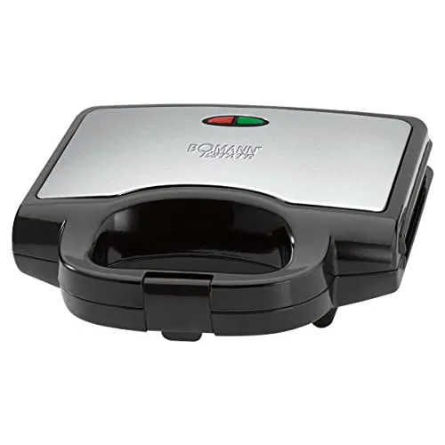 Bomann ST 1372 CB Sandwichmaker, elektrischer Sandwichtoaster, Sandwich-Maker mit dreieckigen Sandwichplatten (antihaftbeschichtet), automatischer Temperaturregler, schwarz/edelstahl-Optik, Sonstige