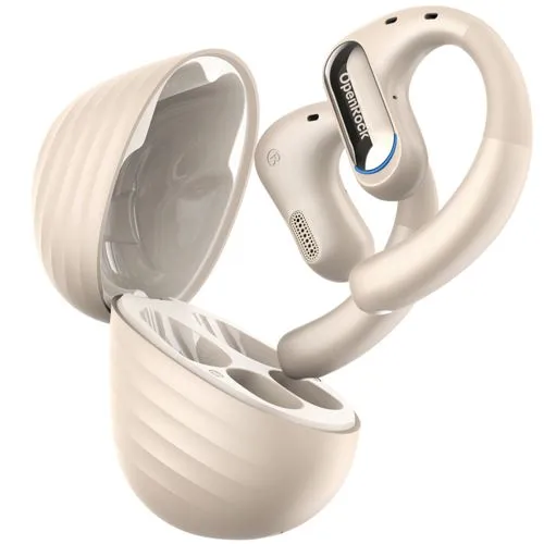 OPENROCK PRO KH - Open-Ear Headset in Khaki - Kopfhörer mit patentierter Tube Bass Technologie für kraftvollen Sound, 49 Stunden Akkulaufzeit und IPX5 Wasserschutz – ideal für Outdoor-Aktivitäten und Musikgenuss.