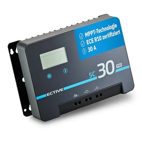ECTIVE SC 30 Pro MPPT Solar-Laderegler 12V/24V 30A Gen. 2 - Solarladeregler mit hochmoderner MPPT-Technologie, die bis zu 30% höhere Ladeeffizienz bietet und für 12V- und 24V-Batterien geeignet ist. Ideal für maximale Solarenergie-Ausbeute in Tiny Houses oder Wohnmobilen.