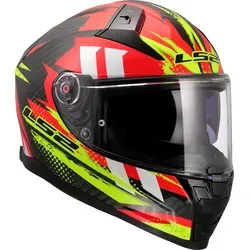 LS2 VECTOR II CARBON TANTIC Red H-V Yellow, XS - Ultraleichter Motorradhelm - Motorradhelm mit extrem widerstandsfähiger Kohlefaserschale, nur 1300 g schwer, optimierte Stoßdämpfung und hervorragende Belüftung für maximalen Fahrkomfort.