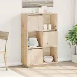 vidaXL Highboard aus massivem Kiefernholz 74x35x117 cm - Kommode aus hochwertigem Kiefernholz, bietet viel Stauraum und rustikalen Charme für dein Zuhause. Türen können flexibel montiert werden.