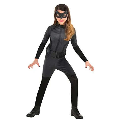 Amscan Kinderkostüm Catwoman - DC Super Heroes - Offiziell lizenziertes Kostüm mit dehnbarem Overall und abnehmbarem Gürtel, perfekt für Motto-Partys und Karneval.