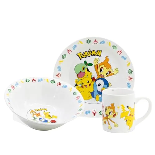 3-teiliges Keramik-Snack-Set Pokémon Happy Fun - Praktisches 3-teiliges Keramik-Snack-Set in Geschenkbox mit Teller, Schüssel und Tasse. Ideal für Fans und perfekt für gesellige Anlässe.