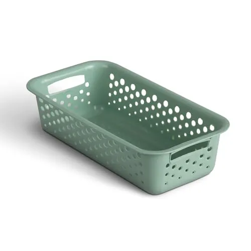 Aufbewahrungskorb 0,7L mit Griffen - BPA-Frei - Organizer (20 x 10 x 5 cm/Grün) - Körbchen für Bad Küche Schlafzimmer, Haushaltskorb