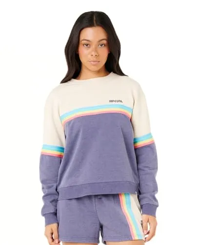 RipCurl Surf Revival Crew Pullover blue (0070) XS - Stylischer Pullover für Damen aus 250G Poly-Baumwolle, bietet Komfort und einen lässigen Vintage-Look, perfekt für den Alltag oder einen Tag am Strand.