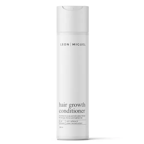 Leon Miguel Hair Growth Conditioner – Koffein & Grüntee-Extrakt für Haarwachstum - Haarwuchsfördernder Conditioner, der die Haarfollikel stimuliert und für alle Haartypen geeignet ist. Paraben- und silikonfrei, Made in Germany, für gesundes, glänzendes Haar.
