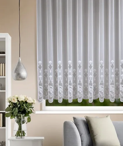 HOMING Gardine Sophie - Halbtransparenter Fertigschal mit Kräuselband - Fertiggardine aus 100% Polyester, pflegeleicht und maschinenwaschbar bis 30°, ideal für stilvolle Fensterdekorationen.