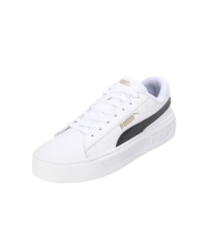 PUMA Damen Smash Platform V3 Sneaker, White Black Gold, 38.5 EU