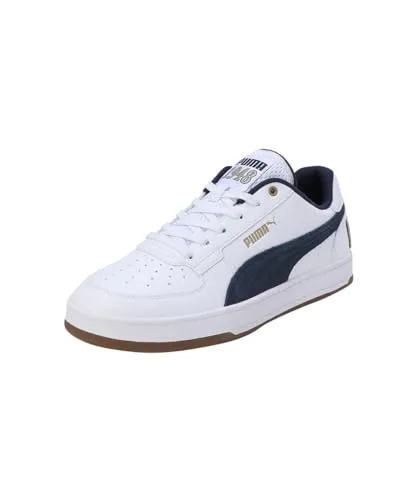 PUMA Unisex Caven 2.0 Retro Sneaker – Weiß-Club Navy-Prairie Tan, 42.5 EU - Stylischer Retro Sneaker mit gestapelter Zwischensohle und Schnürverschluss. Die Softfoam plus Einlegesohle sorgt für optimalen Komfort und Dämpfung – ideal für den ganzen Tag.