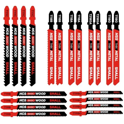 SHALL 20-teiliges T-Schaft Stichsägeblatt-Set aus HSS/CPV in rot von Shall