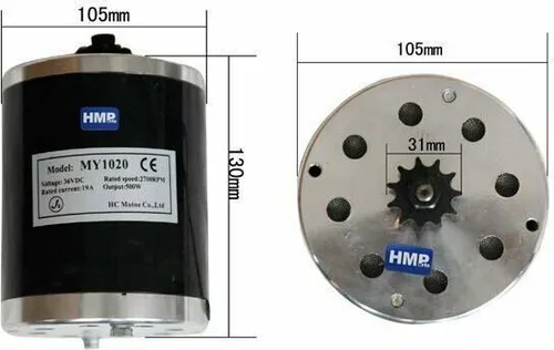 HMParts Elektro Motor 36V 500W MY1020 für E-Scooter