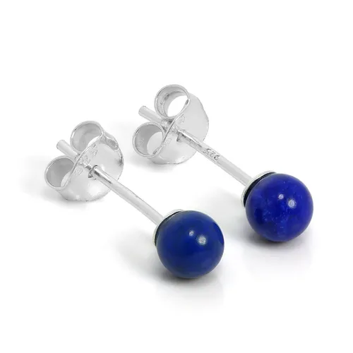 Sterlingsilber & 4mm Lapislazuli Stein Ohrstecker 925