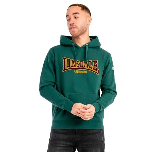 Lonsdale Herren Kapuzensweatshirt Hooded Classic LL002 - Kapuzenpullover für Herren mit schmaler Passform, aus hochwertigem Mischgewebe mit coolem zweifarbigen Flockdruck und bequemer Kängurutasche.
