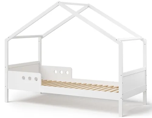 Bellabino Bela Kinderbett 80x160 cm – Sicheres Hausbett mit Rausfallschutz - Kleinkindbett aus massivem Kiefernholz, ideal nach Montessori für ein sicheres Schlafumfeld. Mit Rausfallschutz und einfacher Montage – perfekt für Jungen und Mädchen.