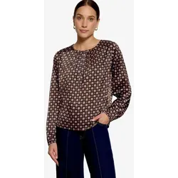 Zero Satinbluse fein gemustert mit elastischen Bündchen blau 42 EU
