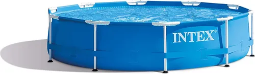 Intex MetallFrame Pool 305x76 cm mit Filterpumpe - Runder Intex Metall Frame Pool mit Filterpumpe für 4.485 l Wasser. Robuste Konstruktion, schnelle Montage und optimale Wasserfiltration sorgen für unvergessliche Badetage mit Familie und Freunden.