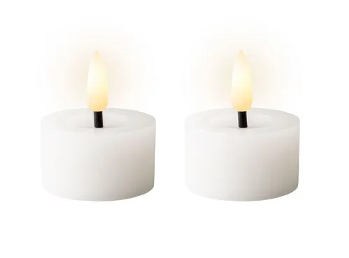 Lumineo LED-Kerze, LED Teelichter 4,4x5cm mit Timer Wachs 2 Stück Weiß / Warmweiß