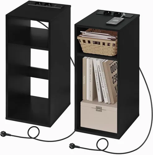 Woltu Nachttisch mit Ladefunktion, schmaler Beistelltisch