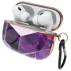 EAZY CASE - Schutzhülle für AirPods Pro 2 Hülle Lila Hard Case Stoßfest mit Karabiner geeignet als Schlüsselanhänger Antikratz Etui rutschfes... - Violett