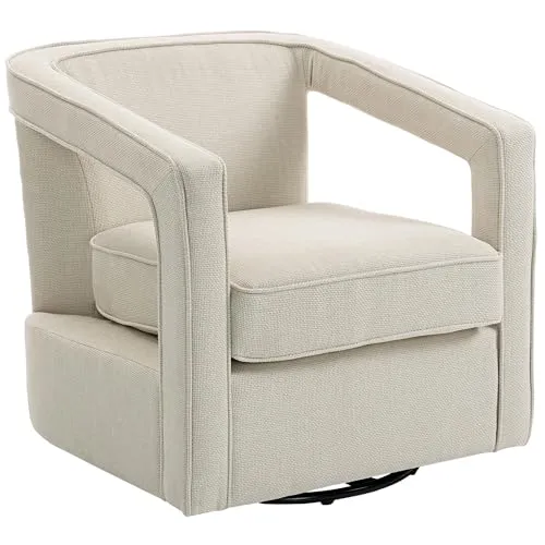 HOMCOM 360° drehbarer Loungesessel Beige - Komfortabler Relaxsessel mit einteiliger Rückenlehne, atmungsaktivem Stoff und 360° Drehbasis. Ideal für entspannte Lesemomente und ansprechendes Design in jedem Raum.
