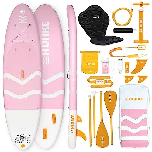 HUIIKE Stand Up Paddling Board mit Zubehör - Aufblasbares SUP Board mit Aluminium-Paddel, 2-in-1 Kajaksitz und hoher Stabilität für jedes Alter – ideal für Abenteuer auf dem Wasser!