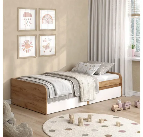 Vicco Kinderbett Clario, Weiß/Artisan, 90x200 cm - Betten: Das Clario Kinderbett bietet stabilen Schlafkomfort für kleine Abenteurer und verwandelt das Zimmer in eine Fantasiewelt.