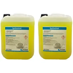 FABA Chemie Geschirrspülmittel Konzentrat 2 x 10 Liter - Reinigungsmittel in 2 x 10 Liter Kanistern mit frischem Duft und hoher Fettlösekraft, ideal für strahlend sauberes Geschirr und gute Hautverträglichkeit.