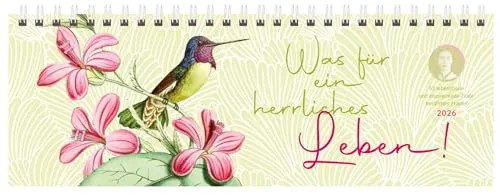 Tischquerkalender Was für ein herrliches Leben! 2026: 1 Woche 2 Seiten; Aufstellbarer Tischkalender mit Vintage-Motiven, Zitaten und Platz für Notizen; Format: 29,8 x 10,5 cm