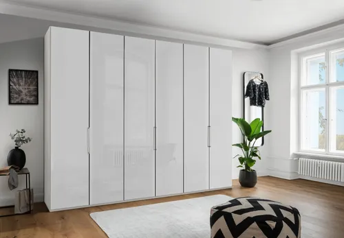 WIEMANN Monaco 1000 Kleiderschrank - Moderner Schlafzimmerschrank mit 6 Glastüren, gedämpften Scharnieren und 6 Regalfächern – ideal für stilvolle Ordnung im Schlafzimmer.