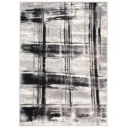 TAPISO Dream Teppich Modern Ecru Schwarz Creme 120 x 170 cm - Modischer Kurzflorteppich für Wohnzimmer, Schlafzimmer und Küche. Mit pflegeleichter Oberfläche, die Staub reduziert und für ein angenehmes Raumklima sorgt.