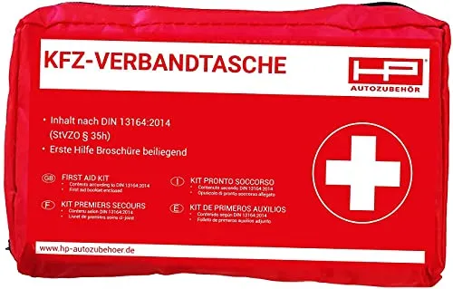 HP-Autozubehör 10039 KFZ - Verbandtasche in Rot - Mindesthaltbarkeit min. 4 Jahre