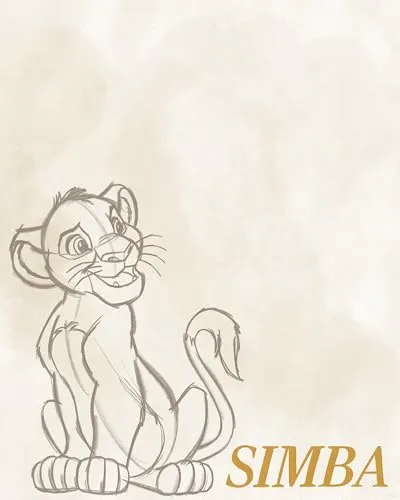 Komar Wandbild- Disney The Lion King Simba Sketch - Größe 40 x 50 cm - Poster, Kinderzimmer, Dekoration - gerollt ohne Rahmen, Beige