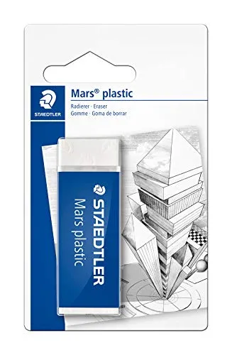STAEDTLER Radierer Mars plastic - Phthalat- und latexfrei - Schreibutensilien mit minimaler Krümelbildung, ideal für sauberes Radieren und praktische Handhabung dank Schiebemanschette.