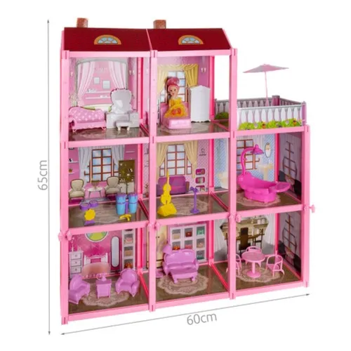 Puppenhaus Puppenvilla mit Puppenfigur – Großes Spielset für Kinder