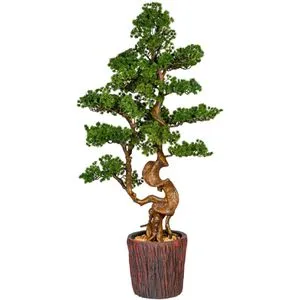 CREATIV green Bonsai Lärche 125cm im Magnesiatopf - Künstliche Pflanzen, detailgetreue Nachbildung einer Lärche, pflegeleicht und ideal für ein grünes Highlight in Ihrem Zuhause, ganz ohne Gießen.