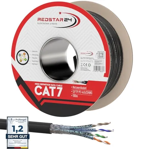 RedStar24 Cat 7 Erdkabel 100m in schwarz von RedStar24